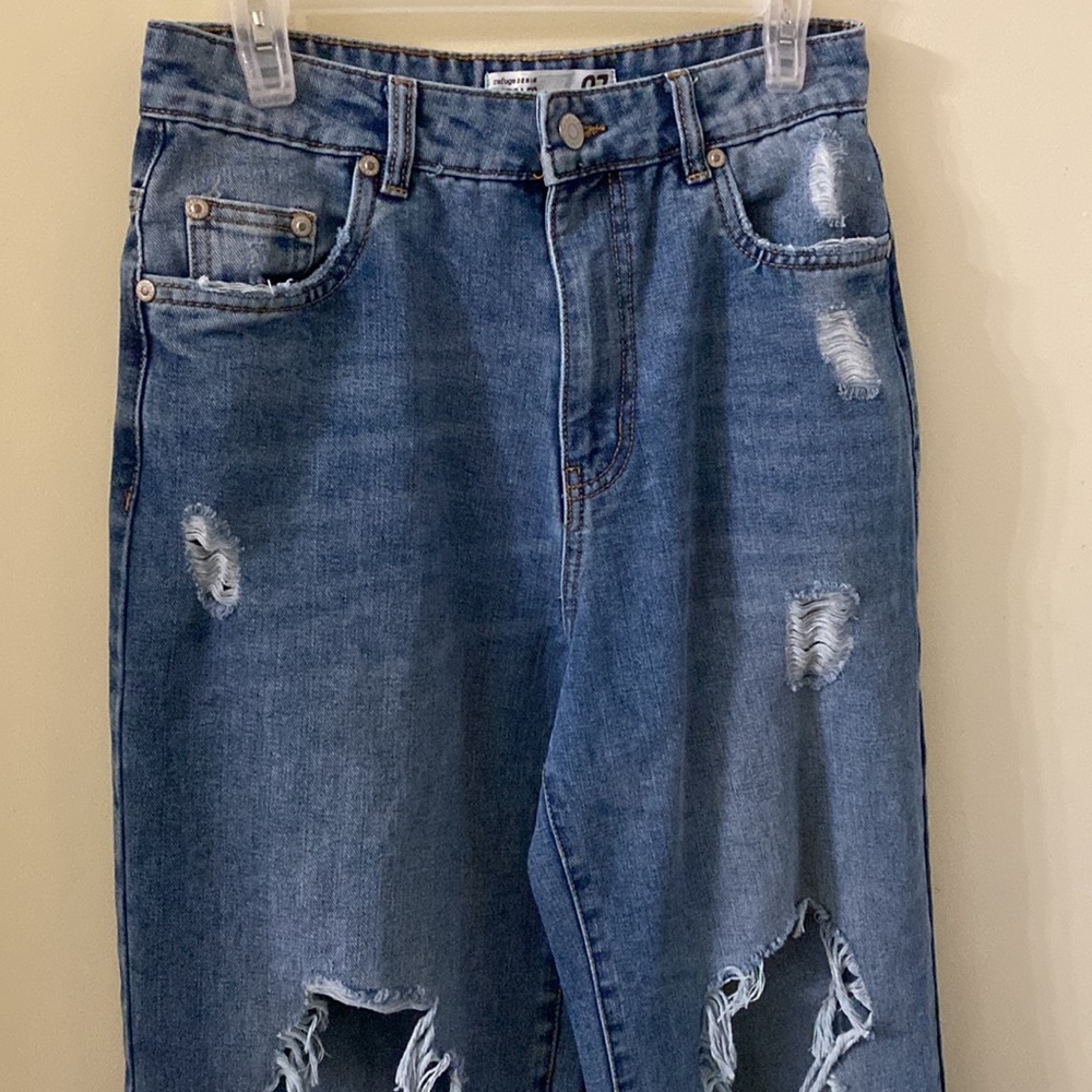 Refuge Denim Wise Leg Distressed Jeans Size 7 - Picture 3 of 8